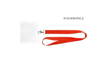 Porta badge KONGRES in PVC trasparente flessibile, resistente a graffi e umidità, perfetto per conferenze e ambienti aziendali, firmato AMGS Group