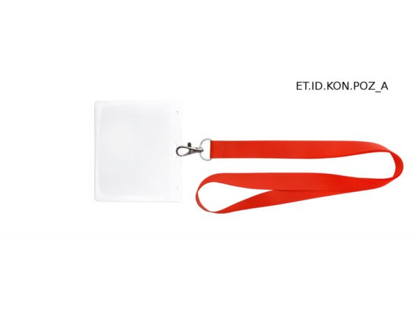 Porta badge KONGRES in PVC trasparente flessibile, resistente a graffi e umidità, perfetto per conferenze e ambienti aziendali, firmato AMGS Group