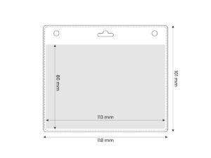 Porta badge in PVC KONGRES orizzontale, trasparente e resistente, perfetto per eventi e conferenze su larga scala, disponibile da AMGS Group.