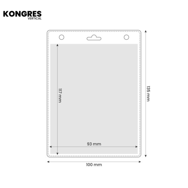 Porta tessere KONGRES in PVC trasparente formato verticale, protezione sicura per badge e pass di accesso, realizzato da AMGS Group