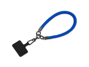 Lanyard tubolare personalizzato corto in colore blu, perfetto per portachiavi e smartphone. Ordina ora su AMGS Group.