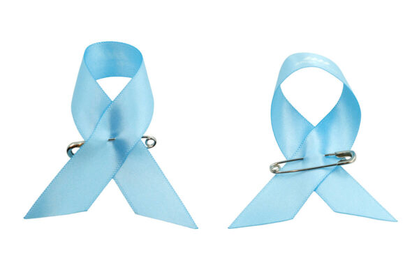 Fiocchi in raso blu e rosa Awareness con stampa del logo, doppio lato, produttore AMGS Group.